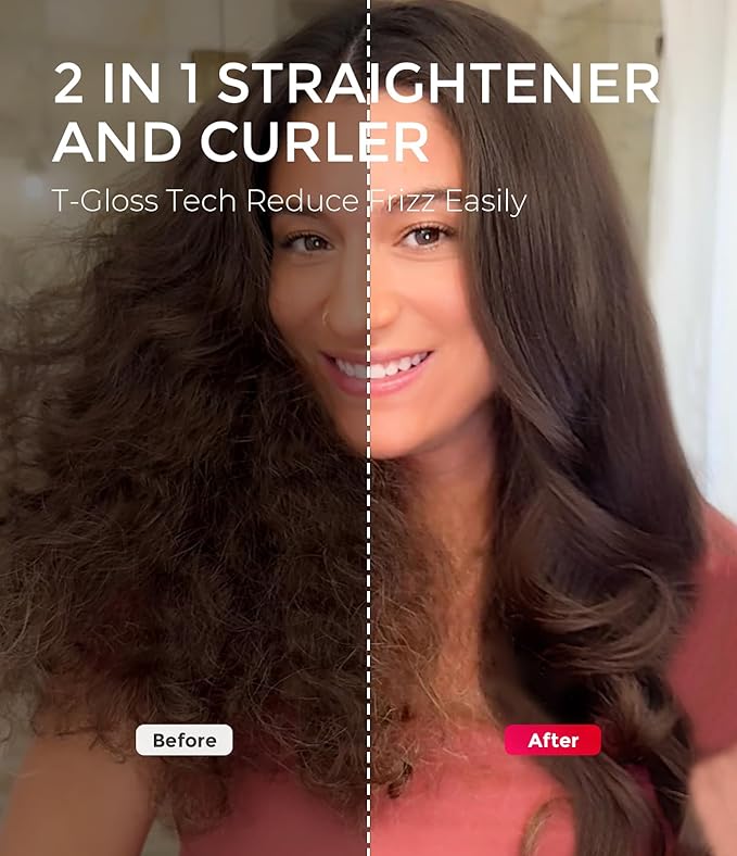 TYMO Thermal Brush Curling Brush - STYLUX 1.7 Inch Blowout Volumizer with Flexi-Fit for Hair Straightening, Heated Round Styler Tool, Hair Straightener and Curler 2 in 1, Dual Voltage, Metallic Gray