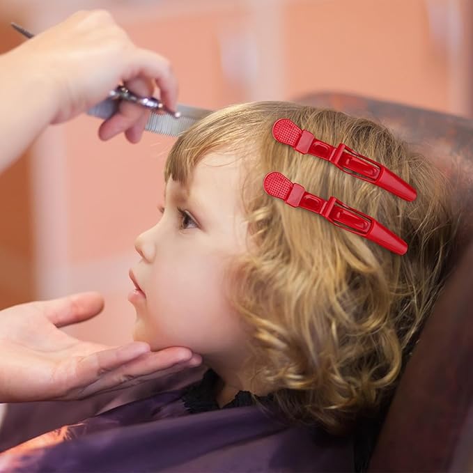 Ondder 24 Pcs Red Large Alligator Hair Clips for Styling Sectioning, Pro Salon Clips for Hair Coloring Cutting, Hair Styling Accessories for Women