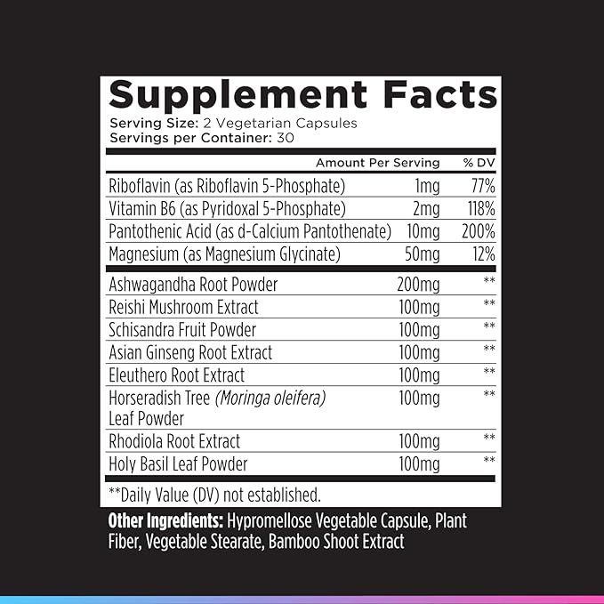 Livingood Daily Stress Support, 12-in-1 Supplement with Ashwagandha, Reishi Mushroom, Vitamin B6, Adaptogenic Herbs & Magnesium, Supports Mood & Calm, Gluten Free, Vegan, 60 Vegetarian Capsules