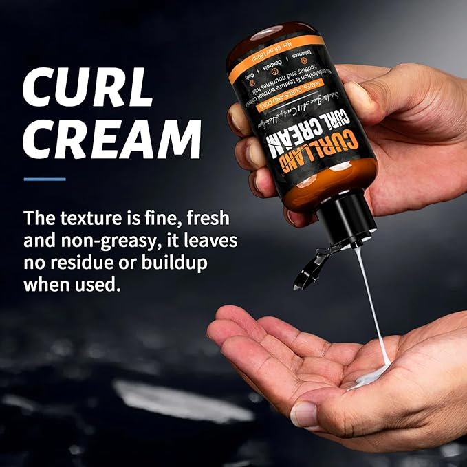 Curl Cream for Men Hair Styling Cream For Wavy and Curly - Mens Curly Hair Products Defines Curls, Tames Frizz, Adds Smoothness and Texture for Curl Without Crispiness - Sea Salt Spray Hold Beach Easy