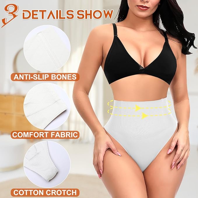 Werena Tummy Control Thong Shapewear for Women High Waist Shaping Underwear Seamless Body Shaper Panties Girdle