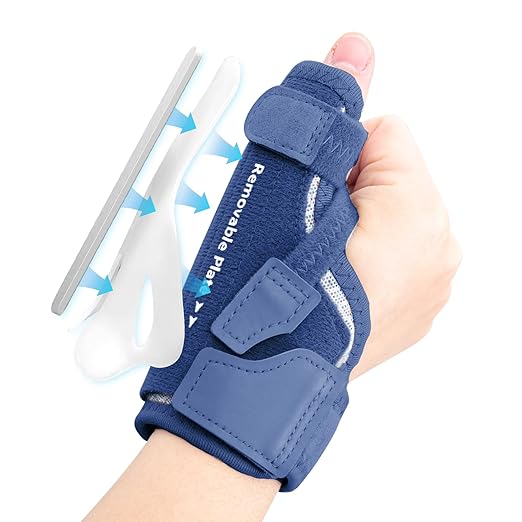 New Upgraded 2 in 1 Thumb Brace, Removable Thumb Spica Splint Left Right Hand with 3 Level Stability, Reversible Thumb Support for CMC, De Quervain’s Tendonitis, Trigger Thumb (M/L, Navy)