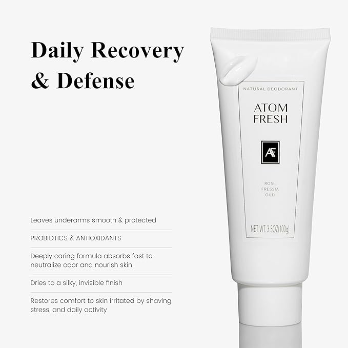 Atom Fresh Deodorant for Women, Natural Deodorantcream with 72-Hour Odor Control, Aluminum Free Deodorant for Sensitive Skin, Baking Soda Free with Amino Acids & Probiotics, Sweet Jam Jasmine, 3.5 oz