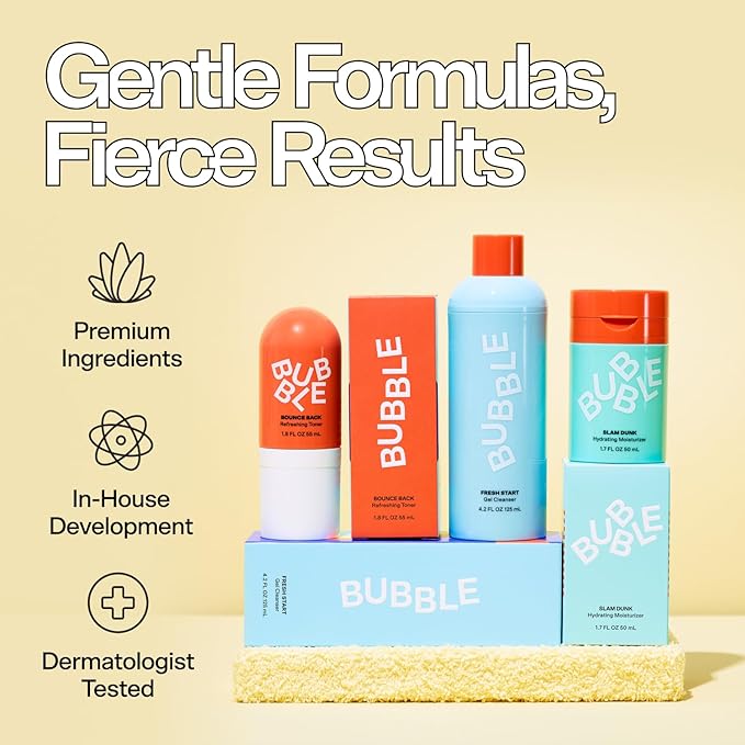 Bubble Skincare Drink Up Duo Dewy Skin Care Set - Travel Size Gift Set Includes Water Slide Hyaluronic Acid Serum & Slam Dunk Face Moisturizer - Promotes Healthy, Hydrated Skin (2 Count)