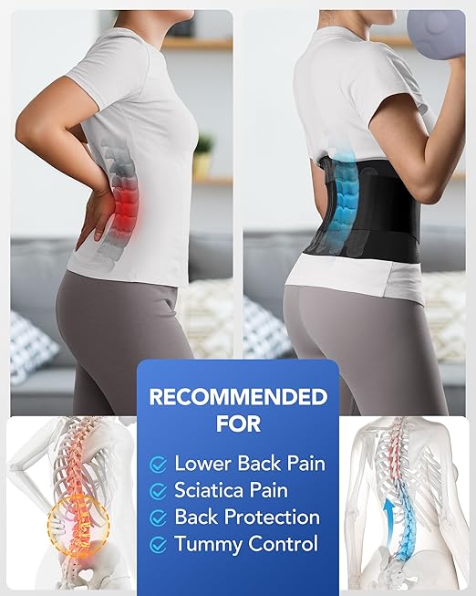 0.5mm Ultra Thin Back Brace with 3D Lumbar Pad, Seamless Yoga Fabric, Lightweight Back Brace for Women Men, Lower Back Pain, Sciatica, Posture, Back Support for Wearing Under Clothes, FSA Eligible