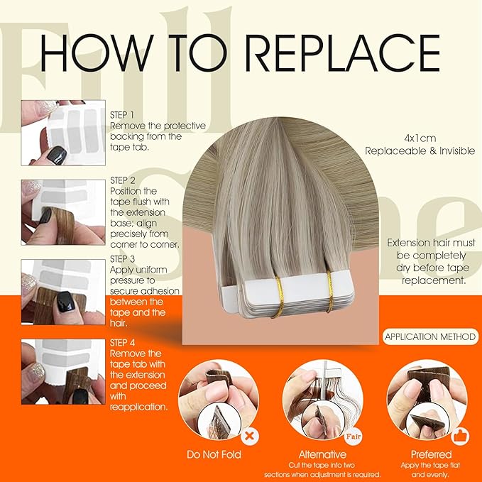 Full Shine Blonde Tape in Extensions Human Hair 18 Inch Remy Double Sided Tape in Hair Extensions 50Gram Balayage 20 Pcs Adhesive Straight Seamless Skin Weft 18/22/60 Invisible for Party