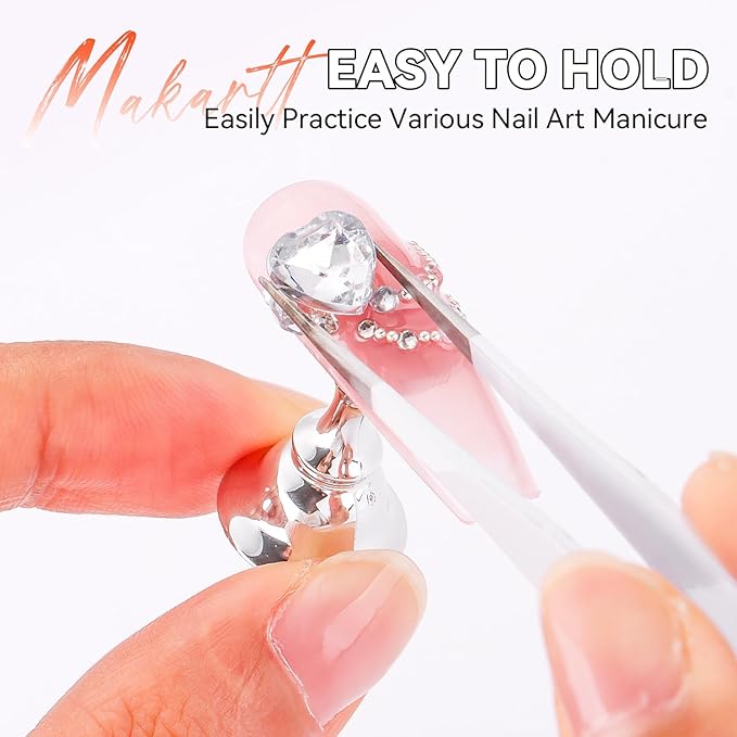 Makartt Press On Nail Stand: Silver Nail Stand for Nails Art Display Practice Nail Holder for Painting Nails Stand for False Nail Press On Designs Magnetic Fake Nail Holder with 1M Double-sided Tape