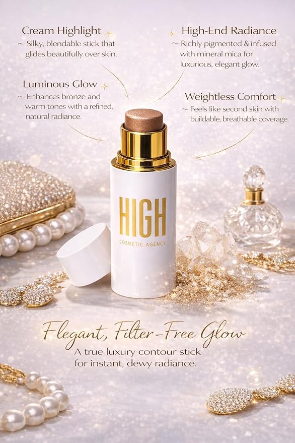 Concealer Light Bronzer & Contour Stick Set for Bronze Skin, Seamless Blend, Long-Wear, Natural Luminous Finish,Cream Stick for Bronze Skin,HIGH COSMETIC AGENCY