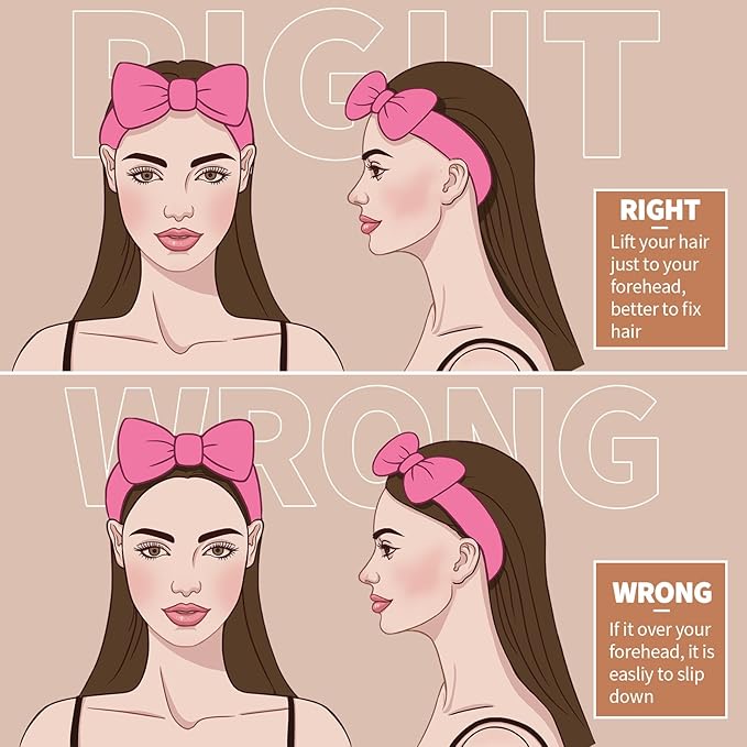 Teenitor 5 Pack Spa Headband for Washing Face, Girls Makeup Headband, Bow Tie Hair Band, Microfiber Women Skincare Headbands for Cosmestic Facial Sports Yoga