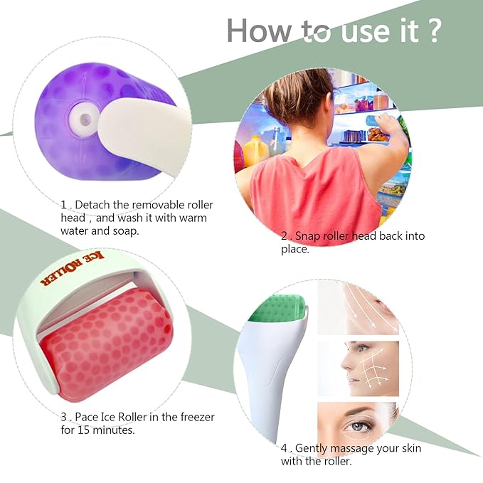 Ice Roller for Face,Cold Facial Massager for Eye Puffiness,Skin Care Tools for Migraine Relief and Blood Circulation (Purple)