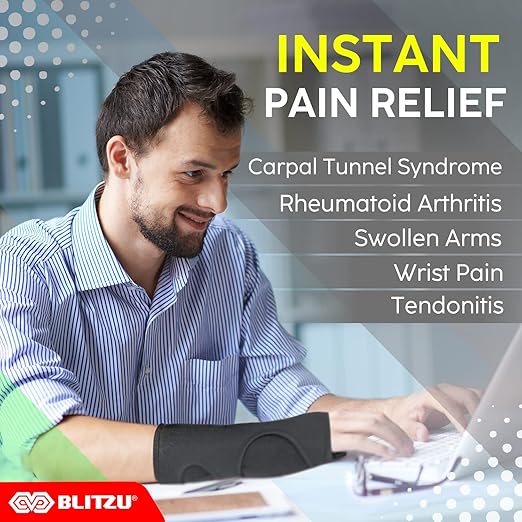 Carpal Tunnel Wrist Brace Night Support with Splint Stabilizer & Palm Cushion, Adjustable and Fits Both Hands, Helps Relieve Tendinitis Arthritis Pain when Sleep, Reduces Recovery Time for Men Women