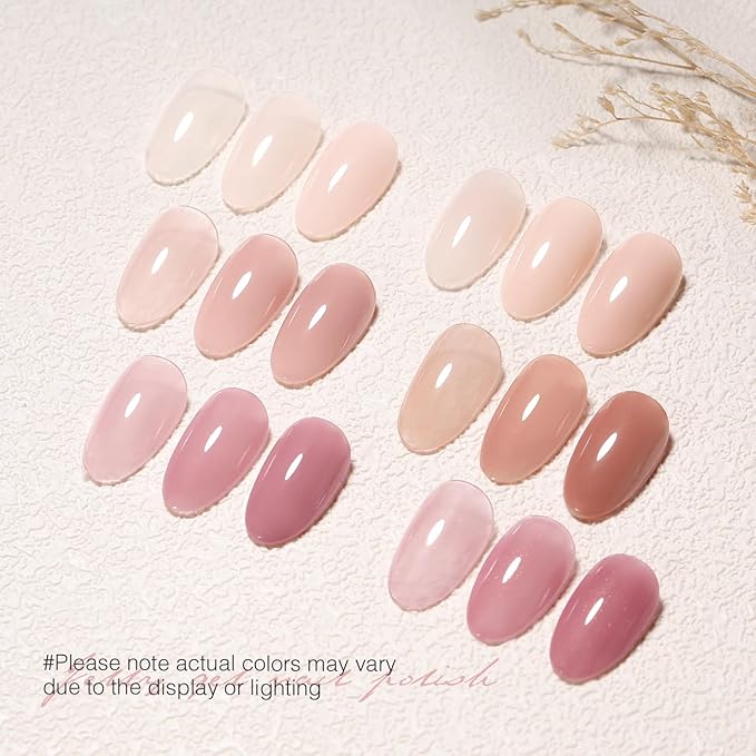Jelly Nude Gel Nail Polish Set 6 Colors Neutral Sheer Light Pink Purple Gel Polish Kit Translucent Soak off Diy Manicure 2024 New Nail Trend Nail Polish Gift