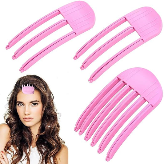 3Pcs Hair Volume Clips, Root Booster Clips,Volumizing Hair Clips for Fluffy Bangs, Wind Shaping Styling Combs,Quick Hair Styling Tools Gift for Women and Men (Pink)