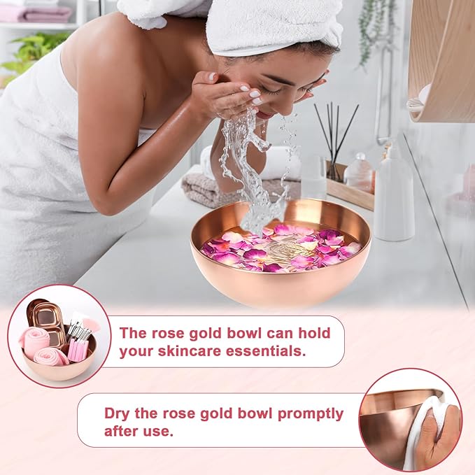 26 Rose Gold Esthetician Supplies Kits 3 Facial Bowls Large Spa Bowls 3 Fan Brushes Makeup 3 Face Mask Brushes Salon Tray 3 Section Skincare Tray 12 Face Sponge Compressed 2 Spa Headbands for Women