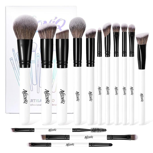 14 PCS Professional Makeup Brushes, Makeup Brush Set, Foundation Powder Blending Concealer Eyeshadows Blush Cosmetics Brushes,Versatile Face Make Up Tools For Liquid, Cream, Loose(White)
