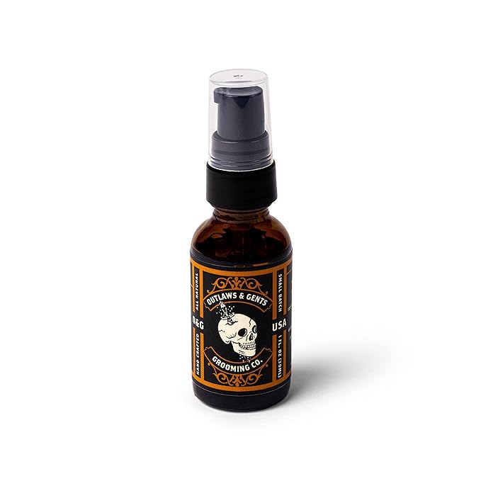 Outlaws & Gents Grooming Co Grooming Oil - All-Natural Beard and Hair Oil for Men - Moisturizes and Softens Hair, Reduces Itchiness and Flakiness (Orange & Vanilla)