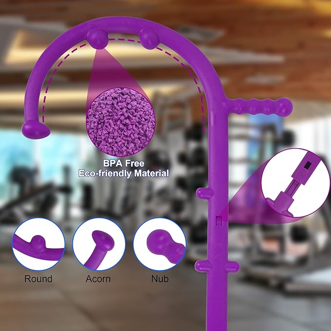 Shrdaepe Massage Trigger Point Cane, Muscle Release Tool Self Massage Hook Cane, Handheld Back, Neck, Shoulder, Leg and Feet Massager Rod, Body Deep Tissue Gifts for Men & Women, Purple