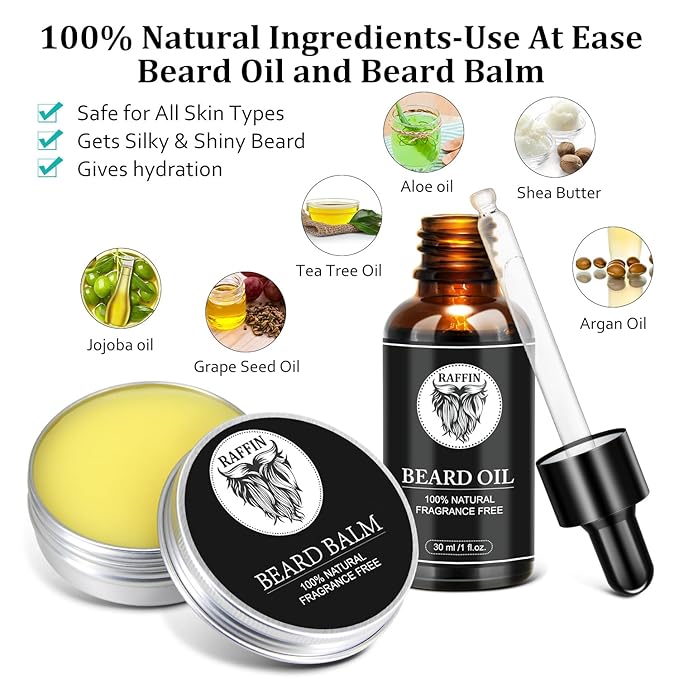 Dad Gifts - Beard Kit & Keychain, Practical & Thoughtful Combo, Birthday/Valentines Day Gifts for Dad, Men's Self-care Set & Constant Keepsake, Stepdad/Father/Daddy Gifts from Kids Son Daughter