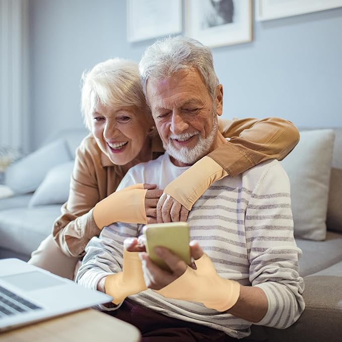 3 Pairs Elderly Skin Thin Protector Gloves Tone Fingerless Gloves Bruise Abrasions Protective Covering Men Women