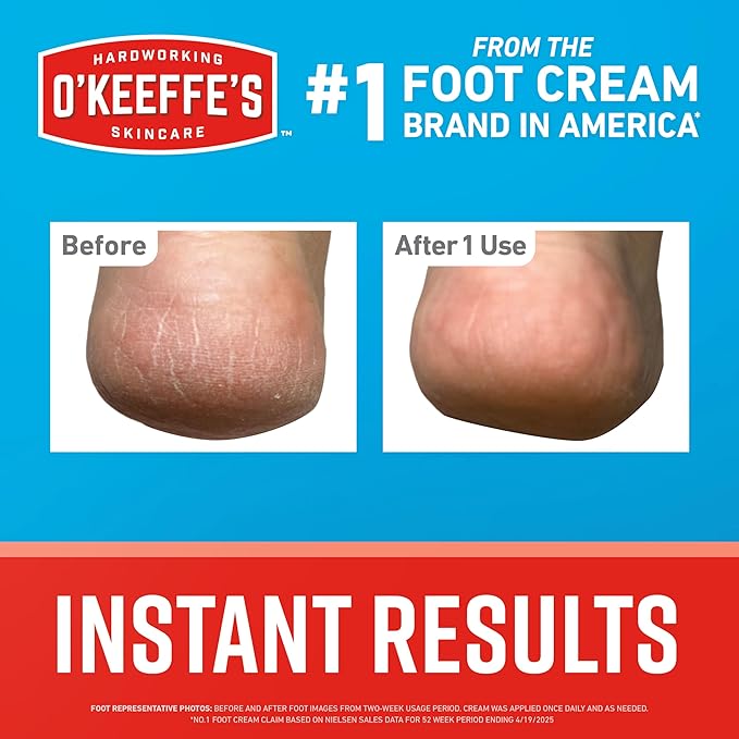 O'Keeffe's for Healthy Feet Pain Relief Skin Protectant Cream; 3 Ounce Tube (Pack of 1); Foot Pain Relief Cream; Cooling Foot Cream
