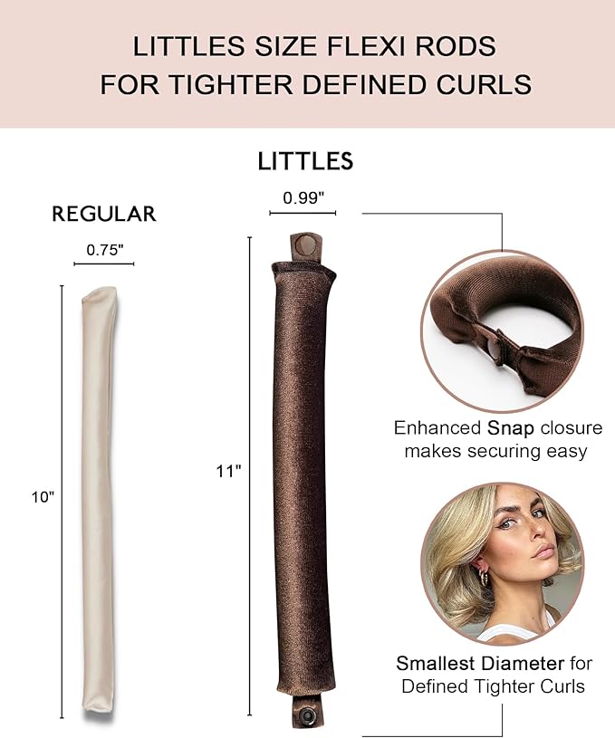 Littles Heatless Curls Overnight Rods Velvet Hair Curler to Sleep in No Heat Heatless Curling Iron Foam Sponge Flexi Rods Hair Rollers for Long Short Hair Care Styling Tools Brown