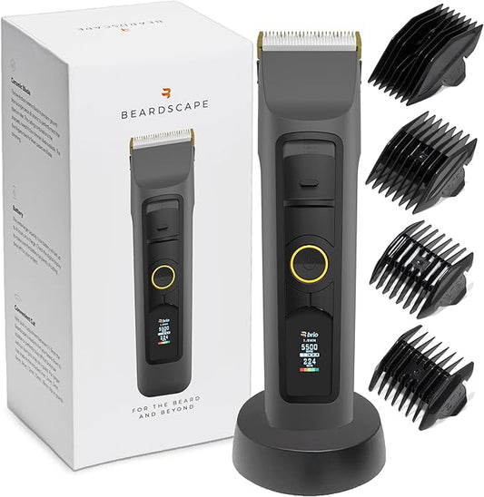 Brio Beardscape V2 Beard Trimmer for Men Professional with Low Friction Ceramic Blade, Cordless Professional Hair Trimmer for Barbers with 4 Hrs of Long Battery Timing, Ideal for Beard & Body (Gray)
