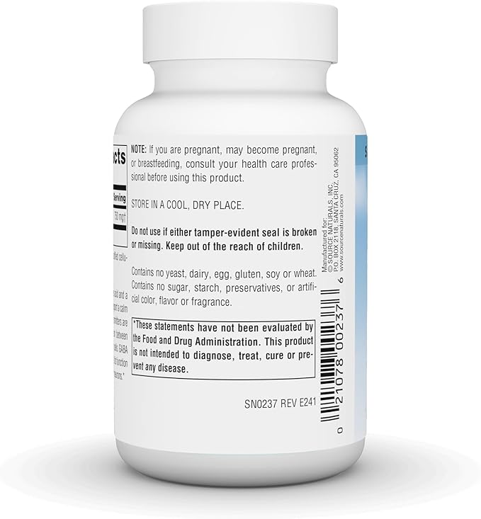 Source Naturals Serene Science GABA, for a Calm Mind, 750mg - 45 Tablets