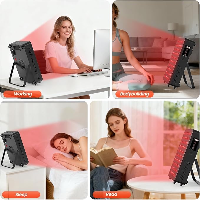 Red Light Therapy for Face & Body, 60 Dual Chip LEDs,660nm 850nm Near Infrared Light Therapy Panel, Flicker Free Clinical Grade Panel for Energy, Pain, Skin, Recovery, Performance