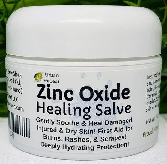 Urban ReLeaf Zinc Oxide Salve ! Gently Soothe & Protect Damaged, Injured & Dry Skin! First Aid, Burns, Rashes, Scrapes! Deeply Hydrating Protection. 100% Natural! Calm delicate skin of all ages.