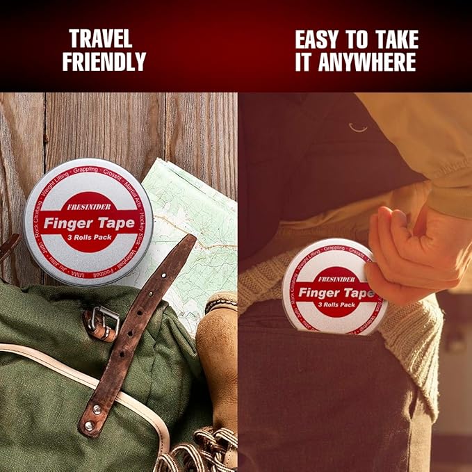 FRESINIDER Finger Tape - Strong Athletic Tape | 0.3” x 45 Feet (9 Pack) Tin Set | No Sticky Residue | for Rock Climbing, BJJ Jiu Jitsu, Grappling, Judo, MMA, Rock Climbing and Martial Arts (White)