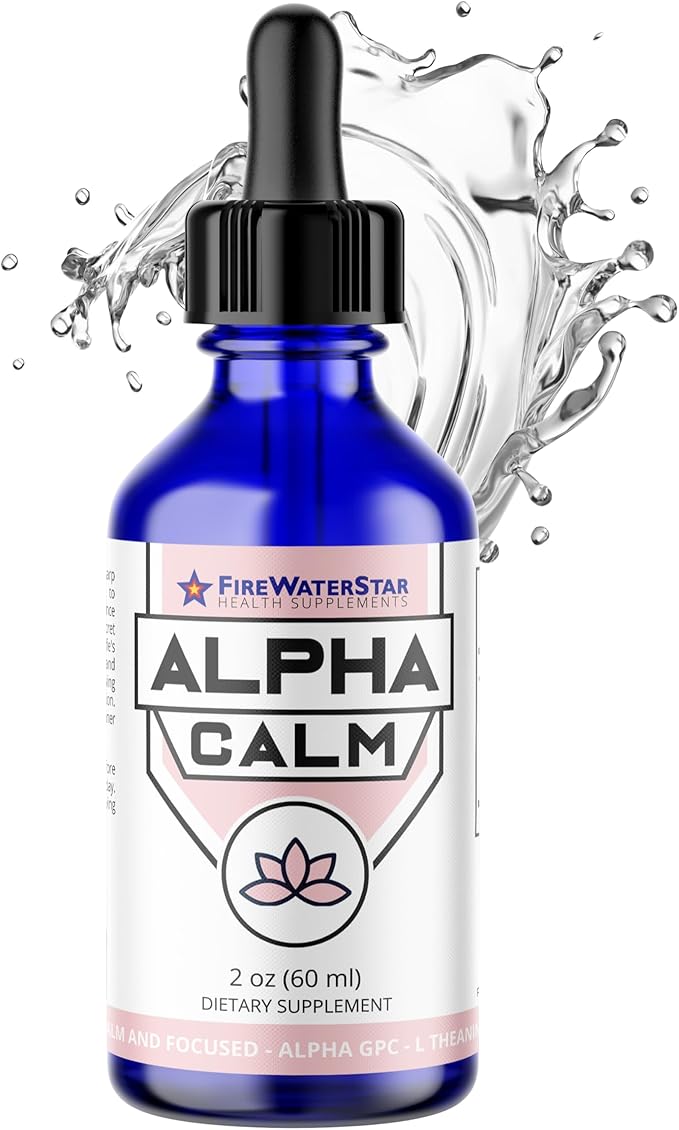 FWS Alpha Calm Liquid Drops - L Theanine, Alpha GPC - Cool Calm Vibes with no Jitters - Supports Calm Mood, Focus, Memory, Stress Relief, Productivity - Organic, non-GMO - 30 Servings