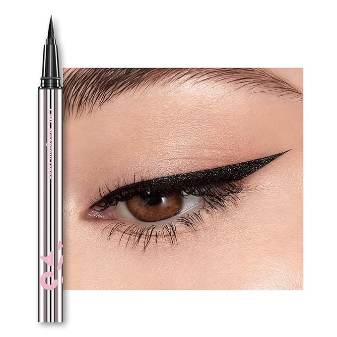 CHARMACY Liquid Eyeliner Waterproof, Intense Black Long Lasting Eyeliner Pen with Ultra Fine Tip, Smudge Proof, Smear Proof, Easy Apply for Winged Liner & Precise Lines, Beginner Friendly, 0.6ml