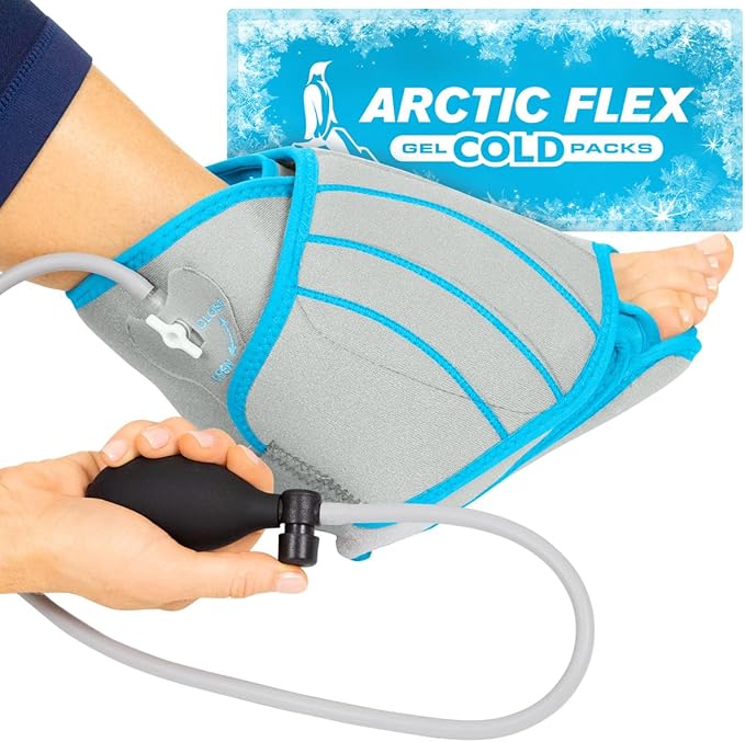 Vive Compression Ankle Ice Pack Wrap for Foot Pain Relief - Soft Cold Brace for Recovering Injuries - Support for Swelling, Sprains, & Fractures - Filled with Reusable Gel, Fits Small & Large Feet