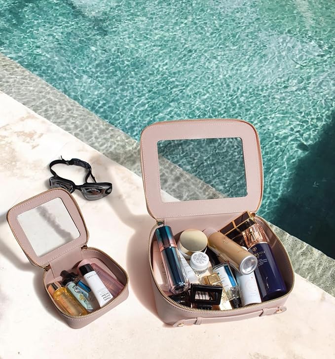 Travel Clear Makeup Bag Set, TSA Approved Cosmetic Bag Case with Zipper Portable Makeup Pouch Toiletry Bag Traveling Cosmetic Organizer Storage Bag Car Organizer Car Essentials