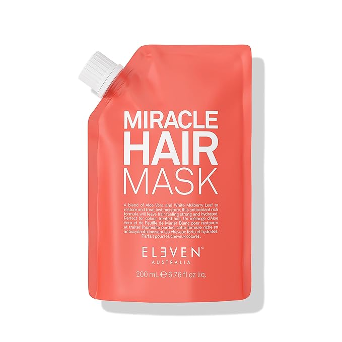 ELEVEN AUSTRALIA Miracle Hair Mask for Dry Damaged Hair - Deep Conditioning Treatment for Men & Women, Restores Moisture & Helps Damage, Hydrating & Moisturizing, Nourishing Formula - 6.8 fl oz