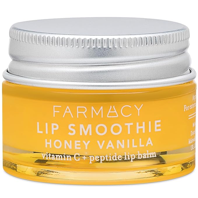 Farmacy Vitamin C + Peptide Hydrating Lip Balm - Lip Smoothie Moisturizing + Plumping Treatment - Smooths Lines with a High-Gloss Finish - Honey Vanilla (10g)