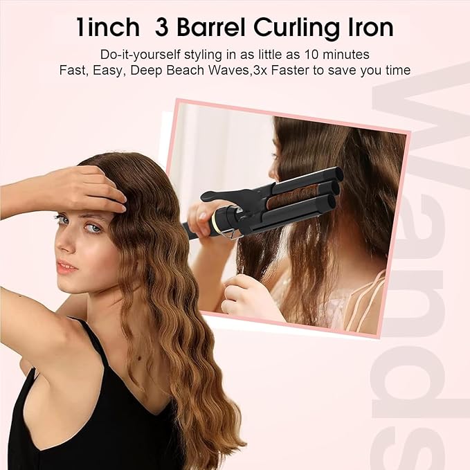 5 in 1 Wand Curling Iron, janelove Hair Curling Wand Set with 3 Barrel Hair Crimper and 4 Interchangeable Ceramic Curling Irons (0.39 "-1.25"), 2 Temps Fast Heat Hair Waver Curler for All Hair Type