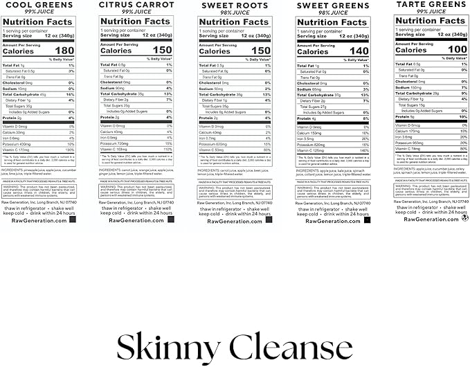 Raw Generation Skinny Cleanse – 10-Day Juice Cleanse for Weight Loss, Detox, Reduced Bloating & Increased Energy – 60 Cold-Pressed Juices to Crush Cravings & Reset Your Diet