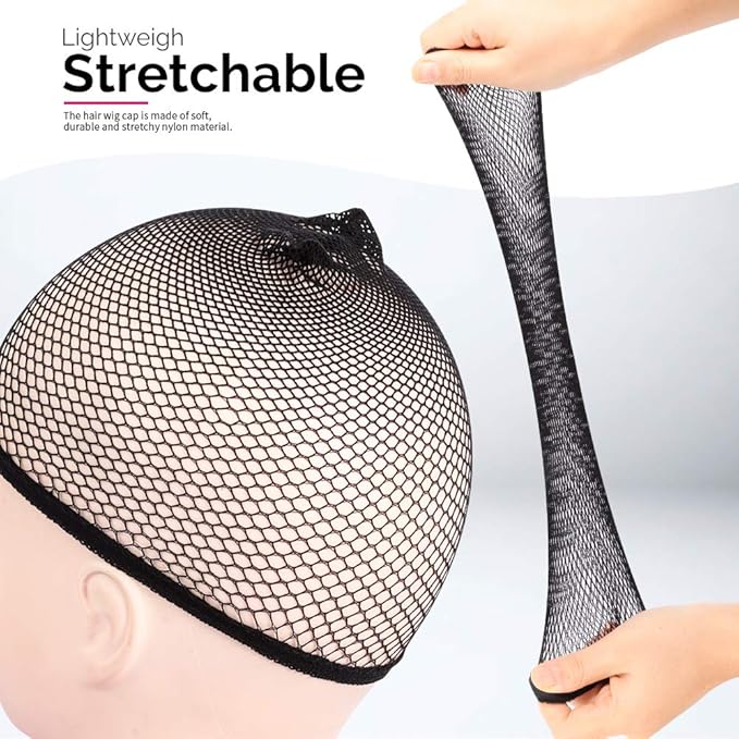 Fandamei Wig Cap, 4PCS Black Mesh Wig Cap Net, Closed End Hair Mesh Net Wig Caps, Liner Weaving Caps for Women, Men, Kids