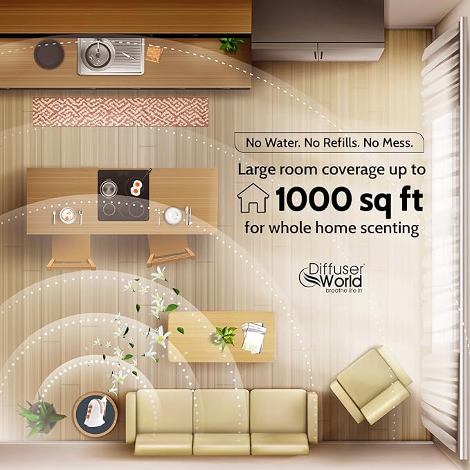 1000 Sq Ft Waterless Diffuser for Essential Oils, Made in USA Bronze Waterless Aroma Atomizer for Home Large Room Fragrance, Home Scent Machine, Air Aromatherapy with Adjustable Timer