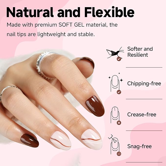 UNA GELLA Oval Round Nail Tips Half Matte 504pcs Short Oval Round Gel Nail Tips Easily Nail Extension for False Fake Acrylic Press On Nails, 12 Sizes Short Gelly Tips