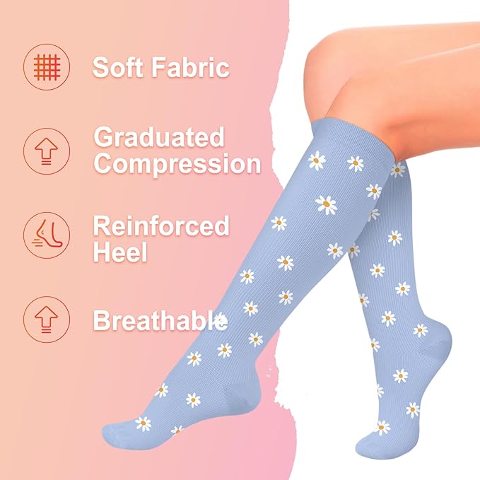 Iseasoo 4 Pairs Compression Socks for Women Circulation-Best Support for Nurses,Running,Athletic,Travel