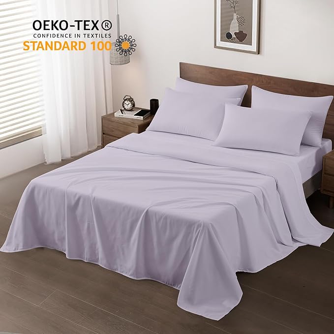 Maple&Stone King Flat Sheet 6 Pack,Premium Soft & Breathable,Brushed Microfiber Fabric, Anti-Shrinkage & Non-Fading,Bulk Flat Sheets Only King Size (Lilac Purple)