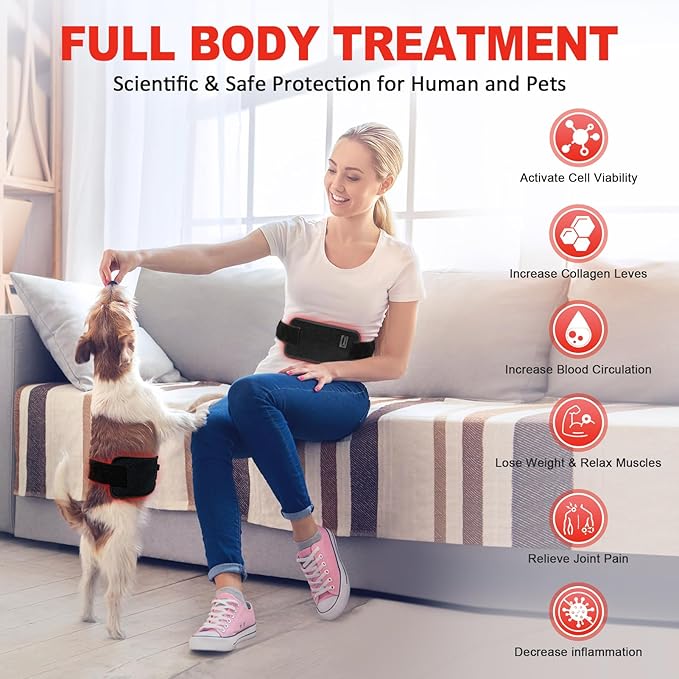 Red Light Therapy Belt, 3 in 1 LED Bead Infrared Light Therapy for Body, Wearable Wrap with Timer for Back Shoulder Waist 660nm Red Light-Therapy & 850nm Infrared Light Device Home Use (Corded)