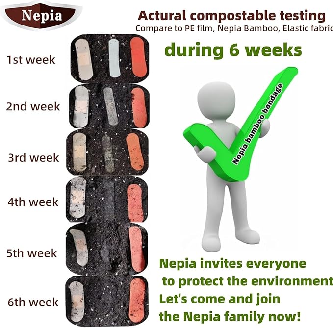 Nepia Hypoallergenic Bamboo Fabric Assorted Shapes Bandages | PFAS Free & Latex Free | Eco Friendly Compostable Bandaids for Sensitive Skin & Scrapes | Flexible Fabric Family Pack (80 Count)