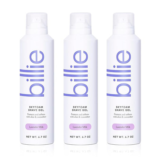 Billie SkyFoam Shave Gel - Lavender Milk Scent - Water-activated Foam - Made With Aloe & Cucumber - For A Close, Smooth Shave - 6.7 fl oz, 3-pack