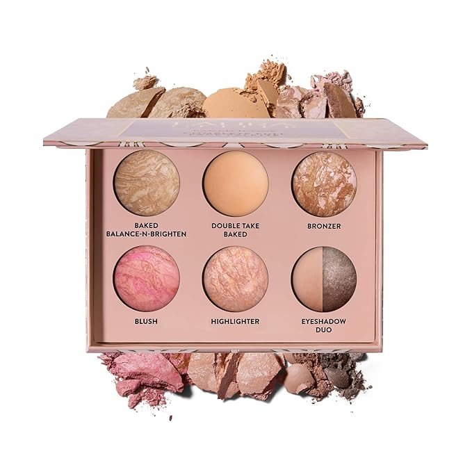 LAURA GELLER Baked Icons Complete Full Face Palette, Medium | All-in-One Makeup Palette with Baked Foundations, Blush, Bronzer, Highlighter, Eyeshadows | Coverage for Mature Skin | Travel-Friendly