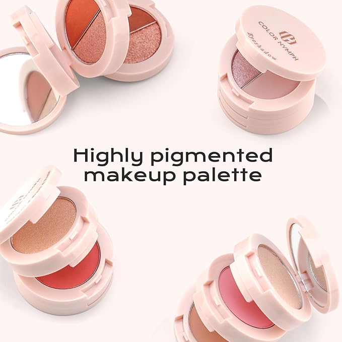 Color Nymph 6 Colors Eyeshadow Makeup Palette, Shimmer & Matte Long-Lasting Make up Kit, 6-in-1 Multi-Colored Travel Size Eye Shadow Palette | Includes Brush & Mirror | Stacked Makeup Design (Neutral)