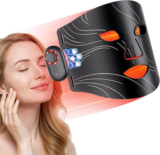 Red Light Therapy for Face, Rechargeable Wireless 850NM NIR Therapy Mask with 328 LEDs, 3 Modes 4 Lights with Breathing Light Design, Valentines Day Gifts for Women Mom Wife Indoor Outdoor Use