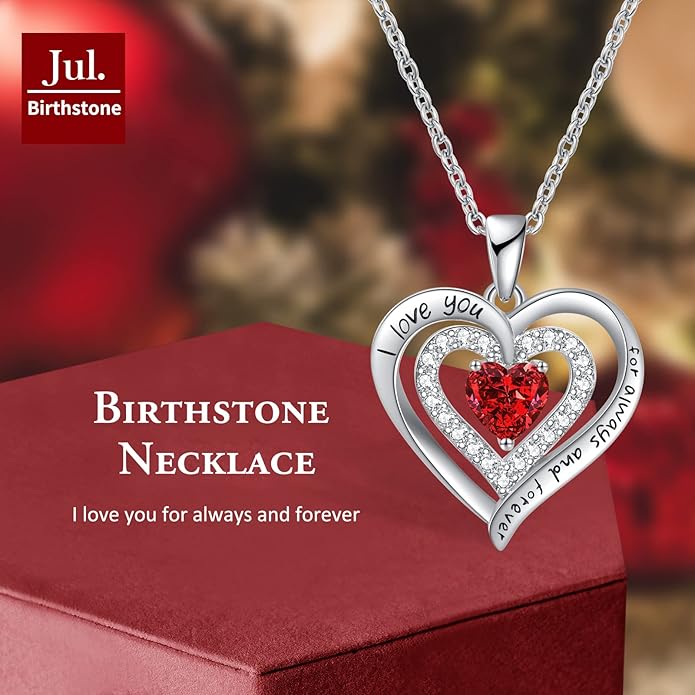 REDBEE Necklaces for Women Birthstone Heart Necklace Jewelry for Wife Girlfriend Woman Necklace